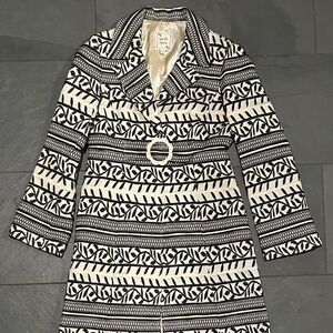 Nanette Lepore Vintage Embroidered Coat With Daisy Belt Sz 6